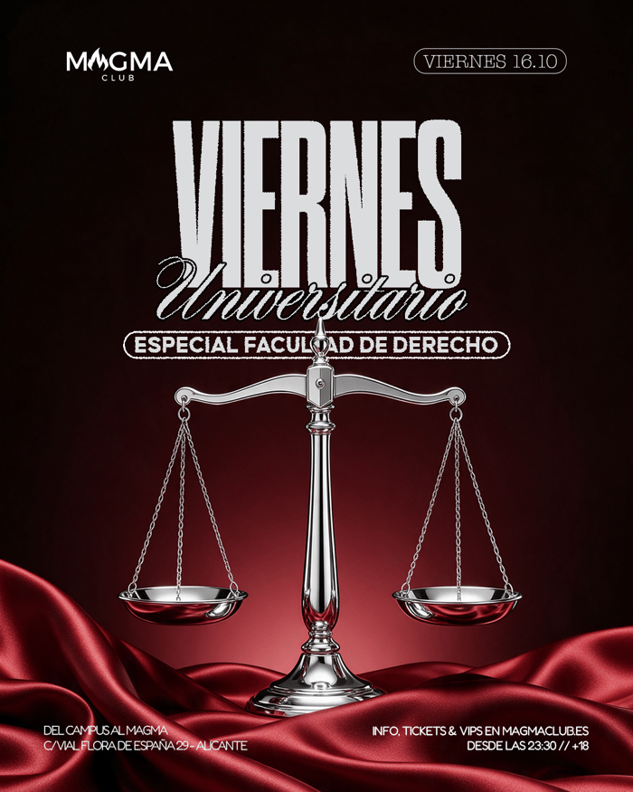Cartel de VIERNES UNIVERSITARIO: Facultad de Derecho