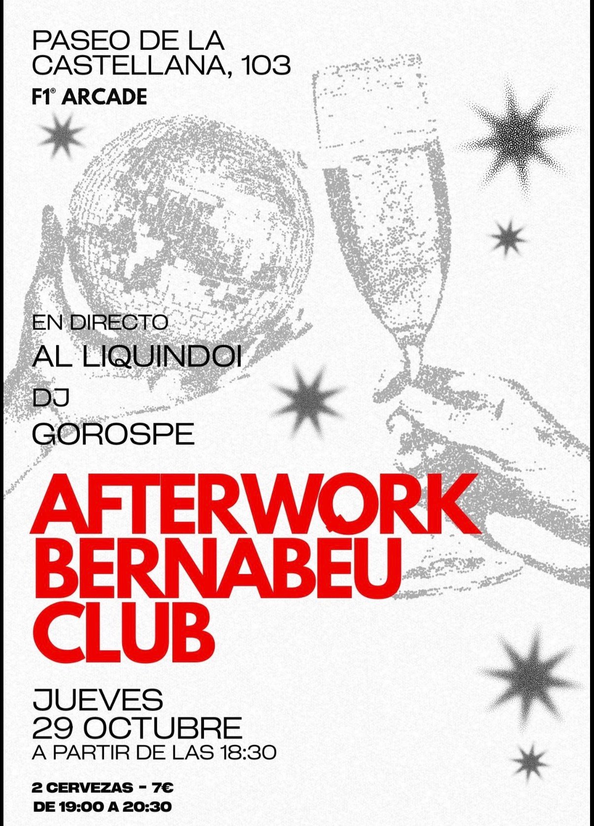 Cartel de Bernabéu Afterwork F1 Arcade