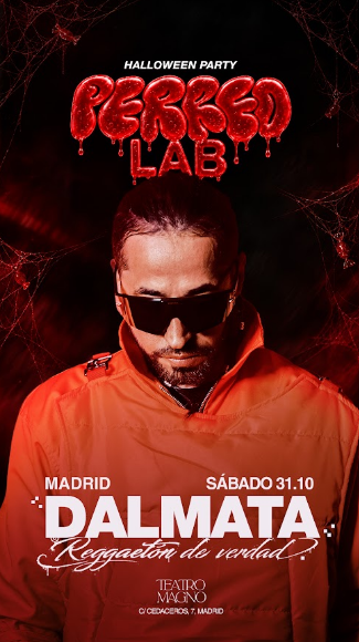 Cartel de Perreolab Hallowen X Dalmata