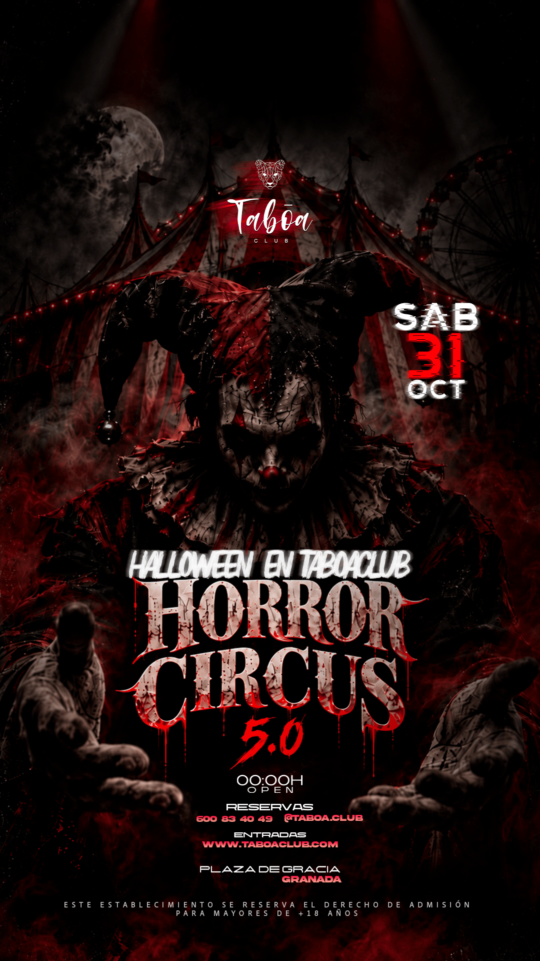 Cartel de Circus 5.0 Halloween en Taboaclub