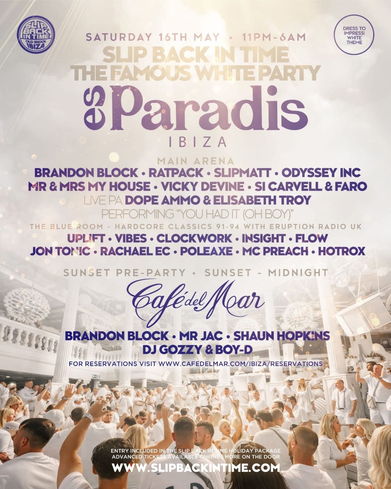 SLIP BACK IN TIME | THE FAMOUS WHITE PARTY | Sa., 16. Mai | Es