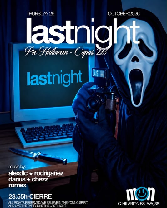 Cartel de JUEVES Last Night X Mon - COPAS 2€ - HALLOWEEN