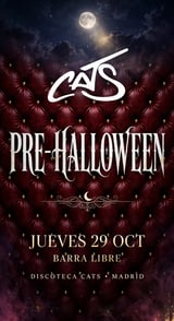 Cartel de JUEVES 29 oct 👻 HALLOWEEN BARRA LIBRE COPAS CATS