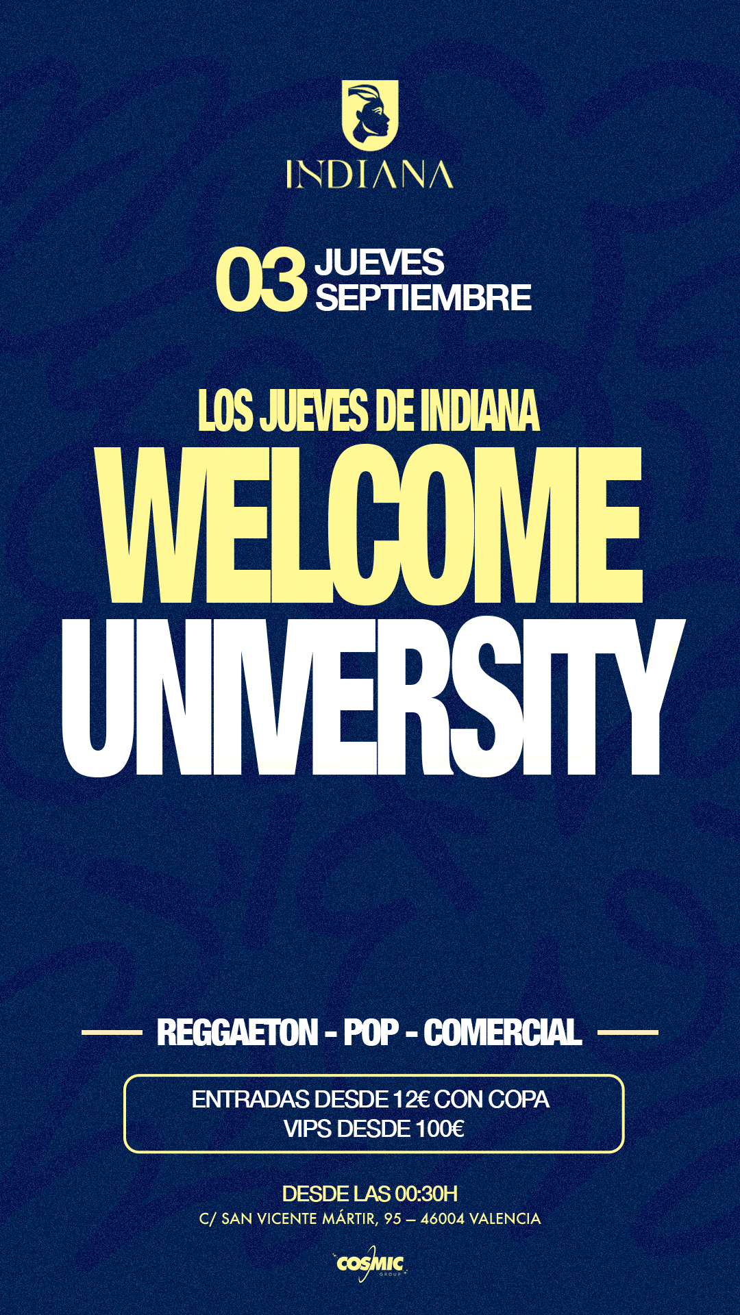 PRE OPENING DE LOS JUEVES DE INDIANA - WELCOME UNIVERSITY