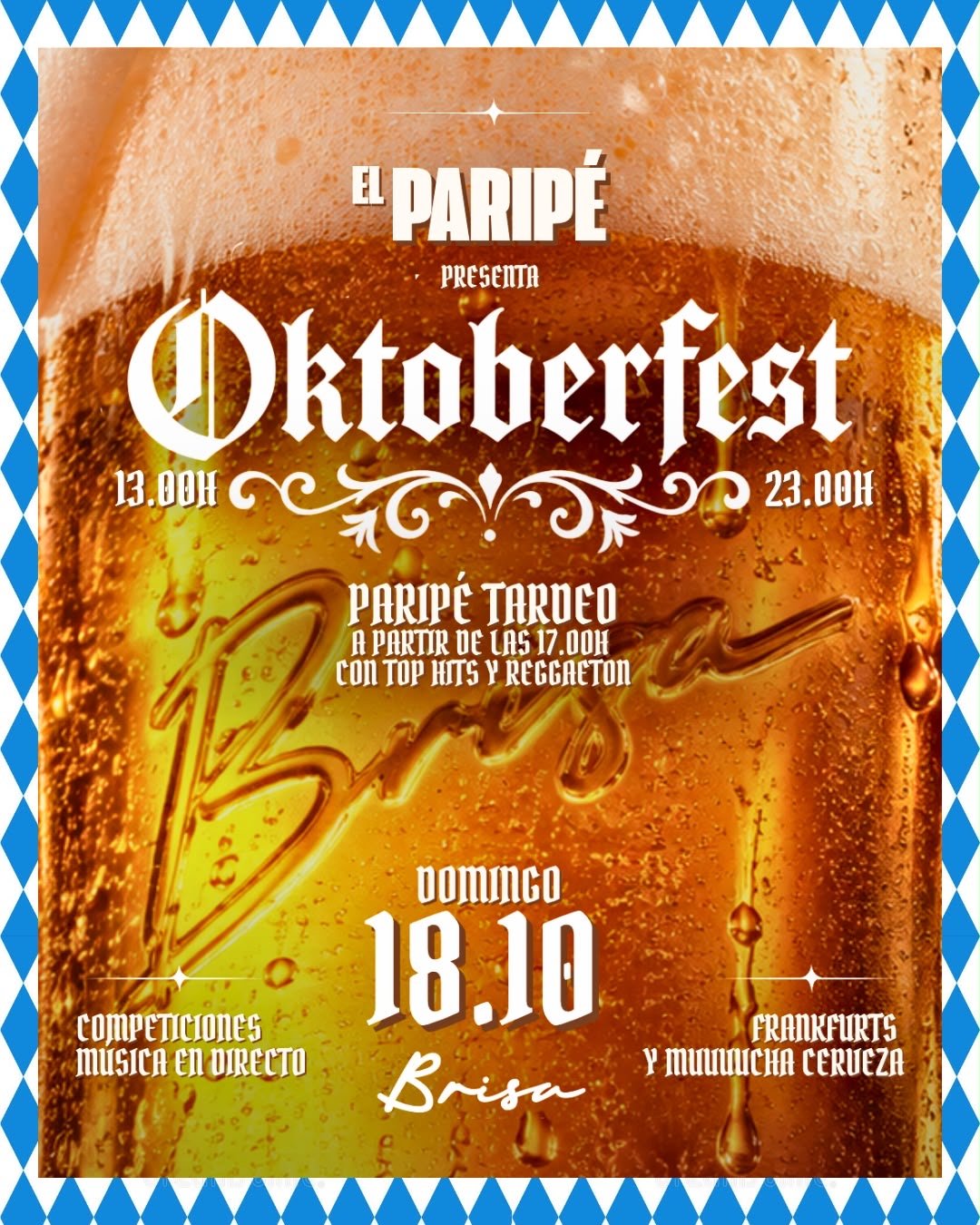 DOMINGO BRISA PARIPÉ 18/10 - OKTOBERFEST 🍺