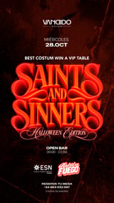 Cartel de SAINTS & SINNERS by Madrid Es Fuego - Halloween edition