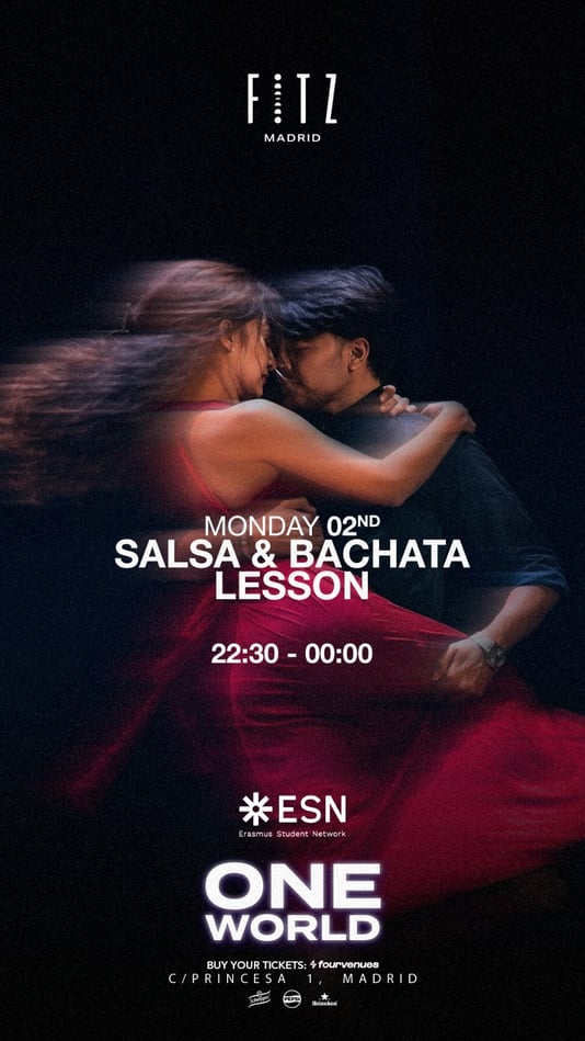 Cartel de ONE WORLD - Salsa & Bachata Lessons by ESN