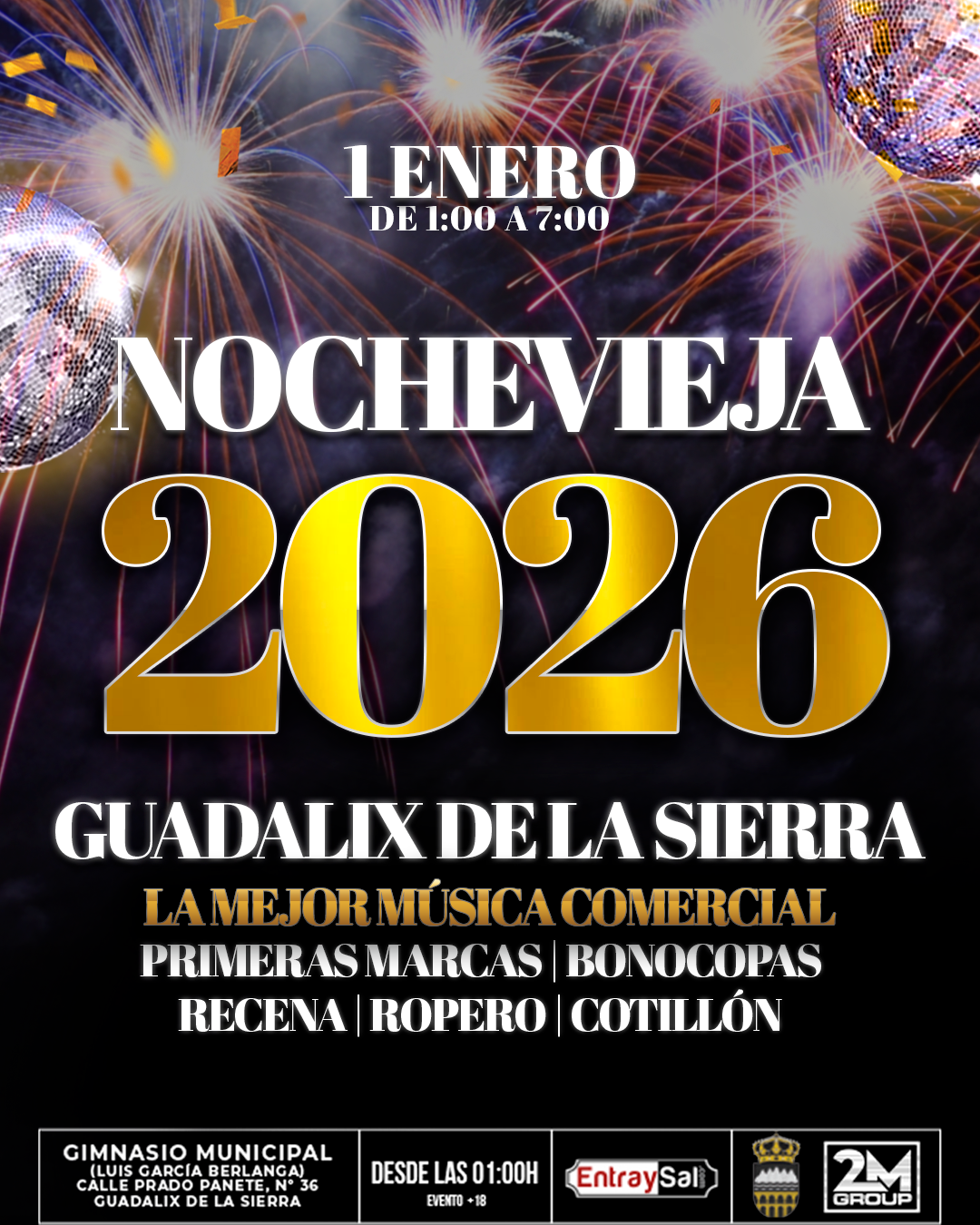 Nochevieja Guadalix 2025 | Mi., 31. Dez. | ENTRAYSAL.COM, image size:1080x1350