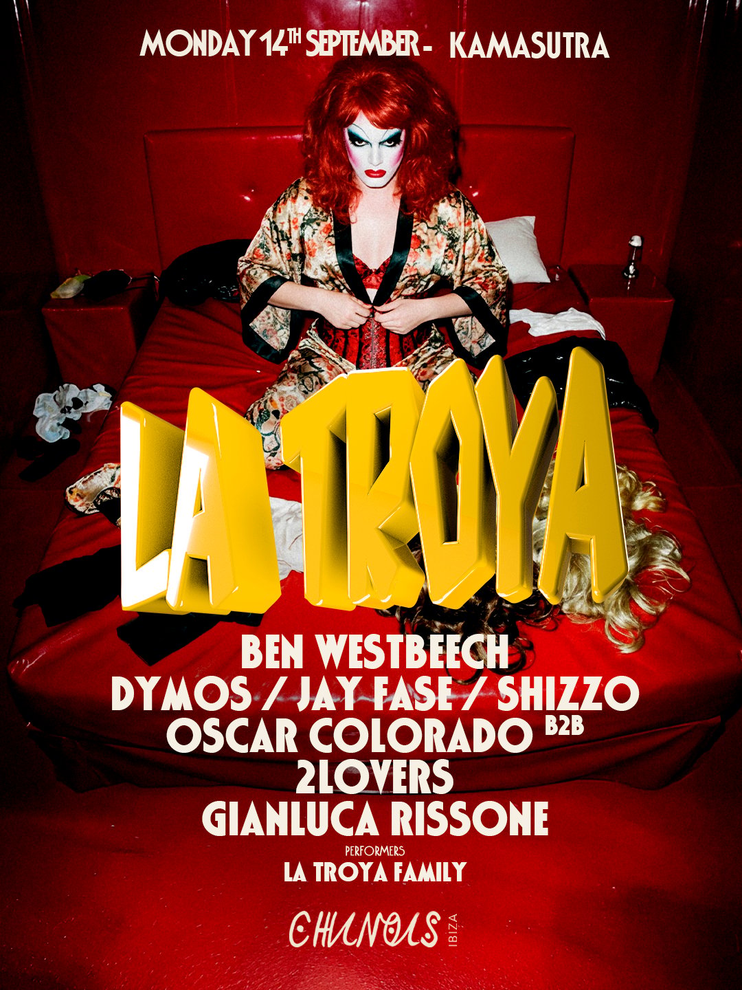 Chinois La Troya: Ben Westbeech, Dymos / Jay Fase / Shizzo, Oscar Colorado, B2B 2Lovers, Gianluca Rissone